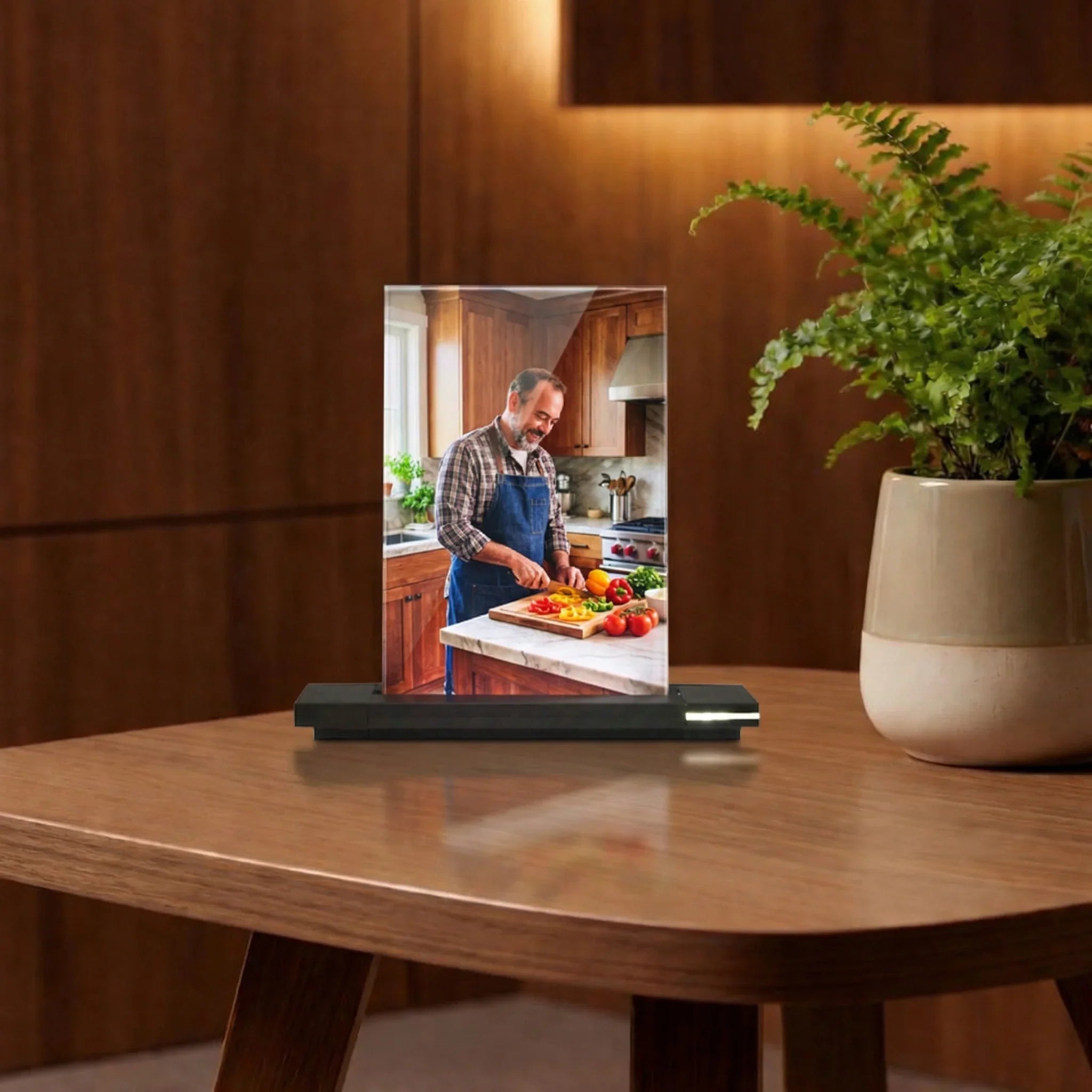 Viva – Photo couleur sur verre Portrait avec socle lumineux