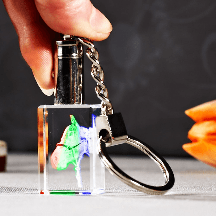 Porte-Clés en Verre Photo 2D Lumineux - Cadeau Original et Éclatant - Cadeaux en verre