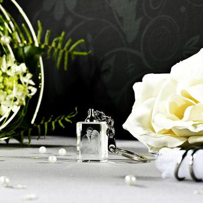 Porte-clés en Verre Personnalisé - Gravure Photo 2D Élégante - Cadeaux en verre