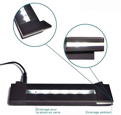 Détails Socle lumineux à LEDs Polaris 60, conçu pour éclairer un verre gravé en 2D au laser, offrant une mise en valeur élégante.